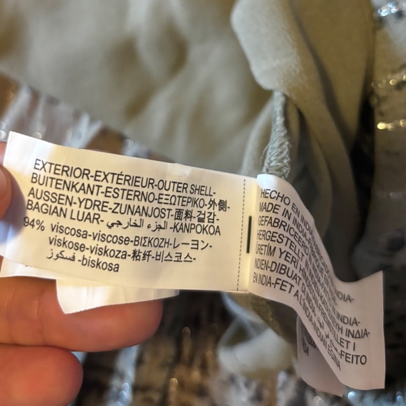 Zara khaki green and metallic fibre elastic waist long skirt NWT - Picture 9 of 10